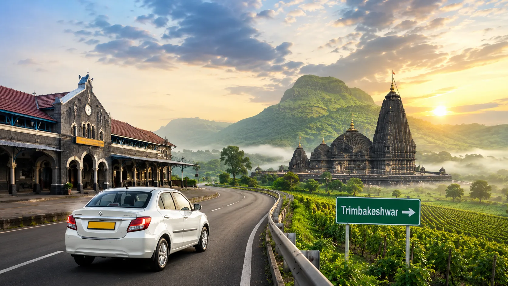 nashik railway station to trimbakeshwar distance